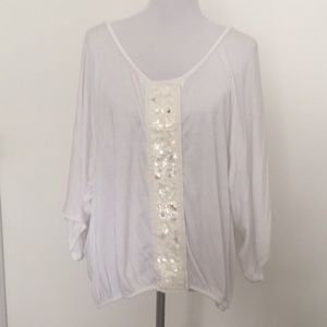 White embellished long sleeve shirt